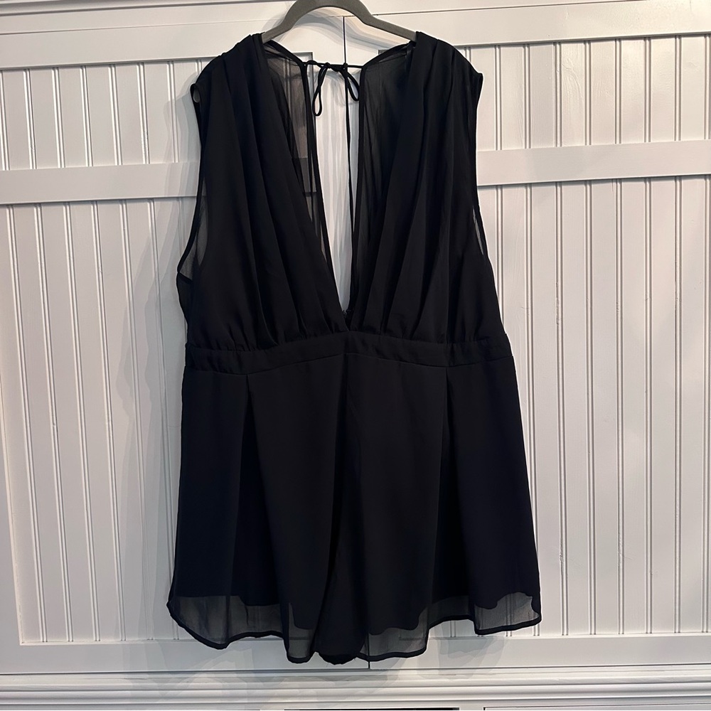 Fashion Nova Black Saira Plunging V-Neck Romper